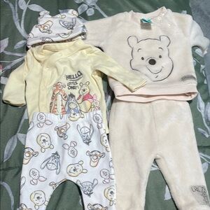 Disney Winnie the Pooh Baby One Piece Set - Cream and Yellow